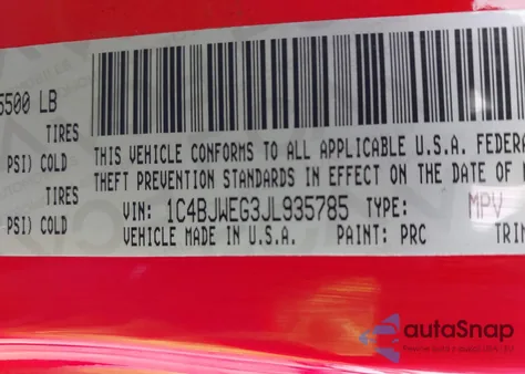 2018 Jeep Wrangler Jk Unlimited Sahara 4X4 z USA, uszkodzony, nr VIN 1C4BJWEG3JL935785